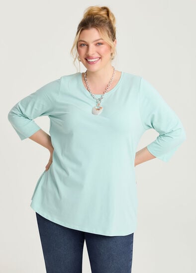 Plus Size Good Earth Australian Cotton 3/4 Sleeve T-Shirt