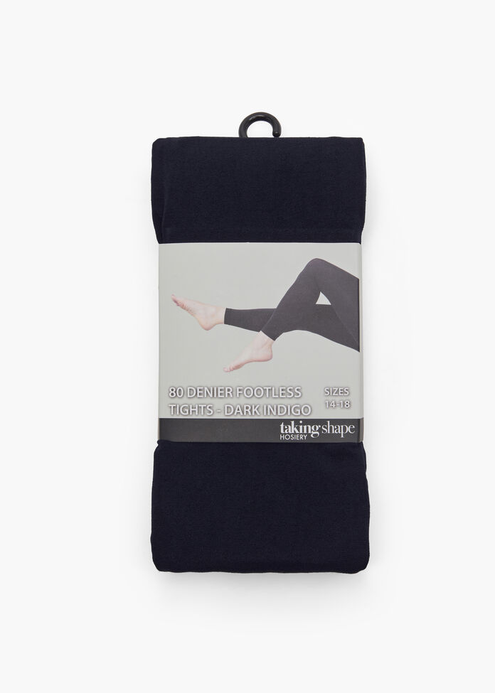 80 Denier Footless Tights, , hi-res