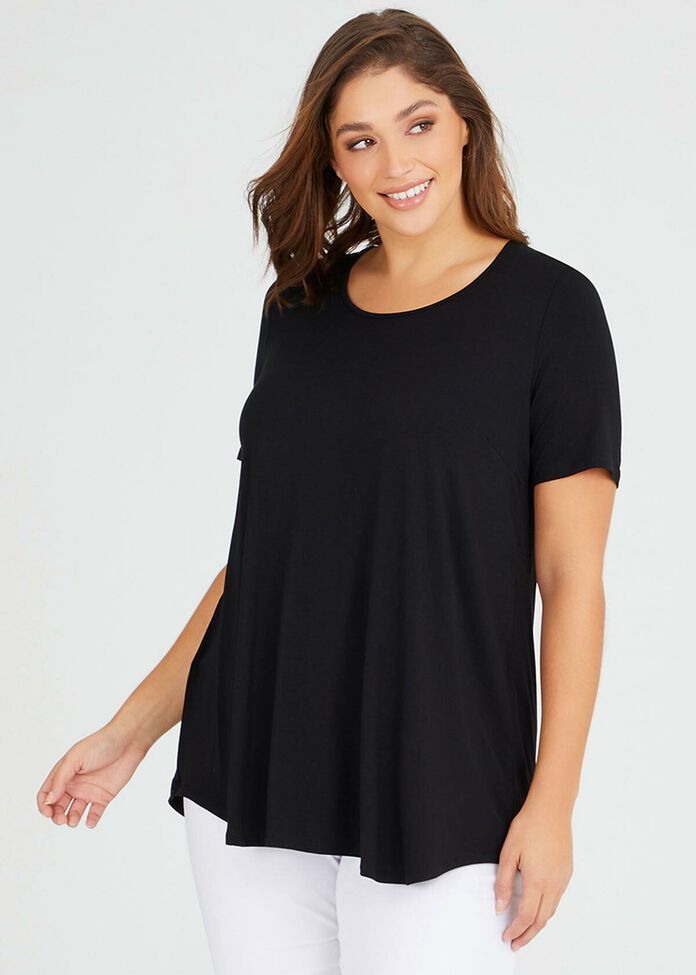 Shop Plus Size Bamboo Base Short Sleeve Top in Black | Taking Shape AU