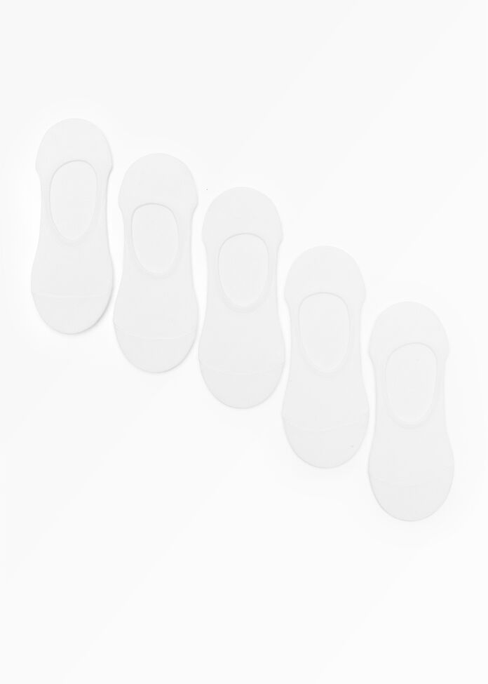 5 Pack White Bamboo No Show Socks, , hi-res