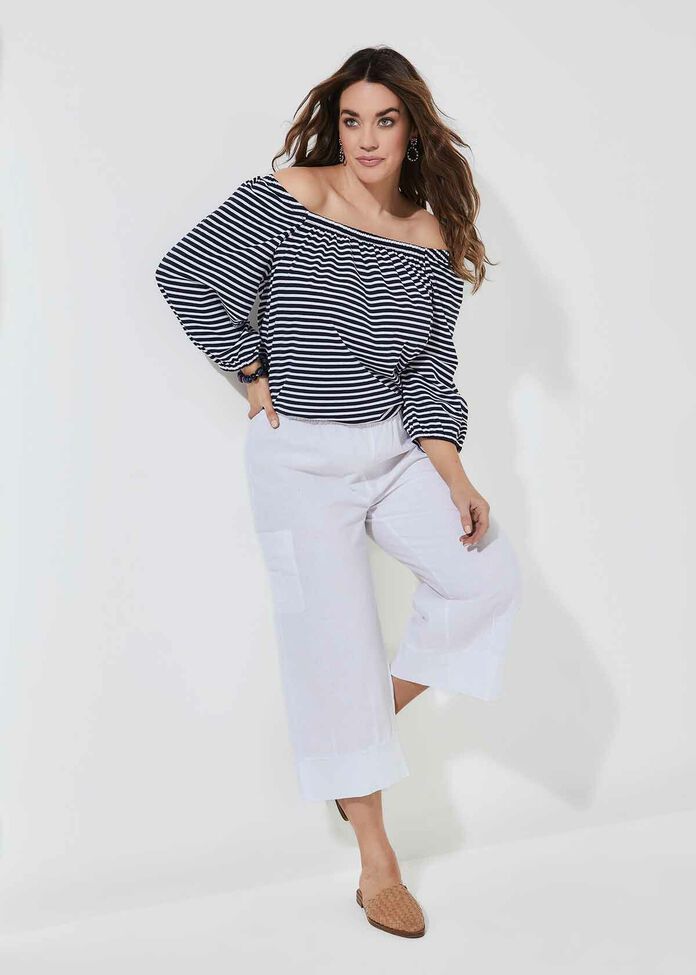 Organic Square Neck Stripe Top, , hi-res