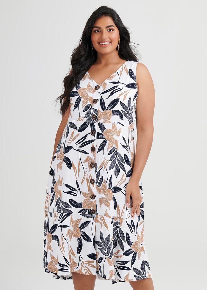 Shop Plus Size Linen Bamboo Desert Dress in Print | Taking Shape AU