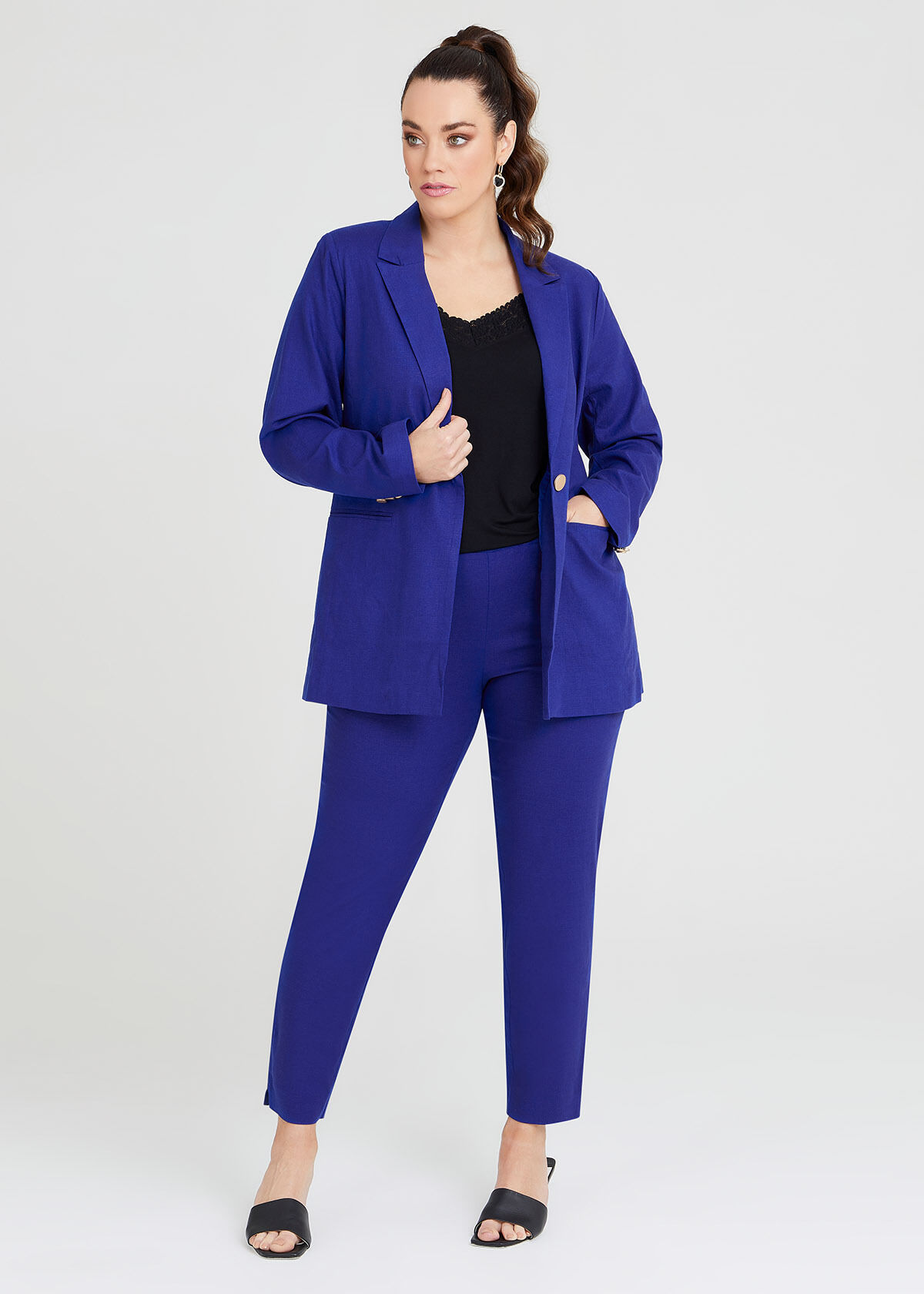 Women's plus sales size linen suits