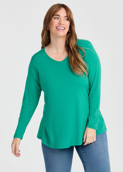 Plus Size Wool Bamboo V-neck Top