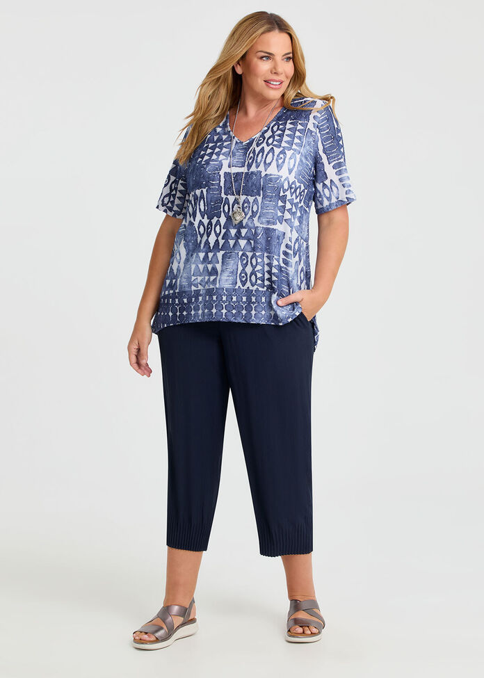Pleat Hem Crop Pant, , hi-res