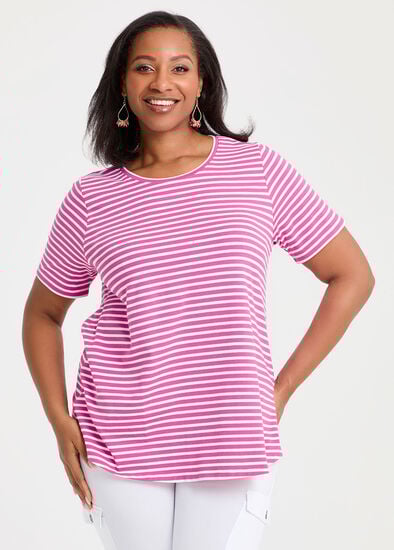 Plus Size Good Earth Australian Cotton Stripe T-shirt