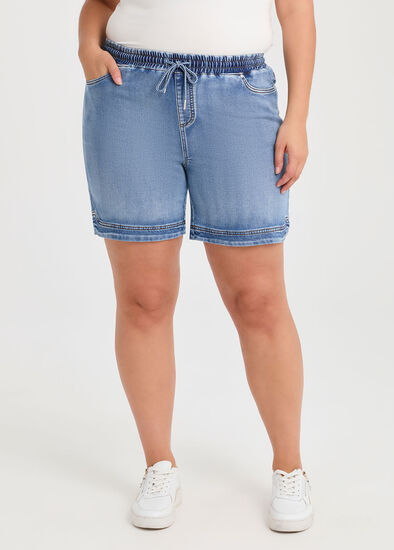 Plus Size Cotton Curved Hem Denim Short