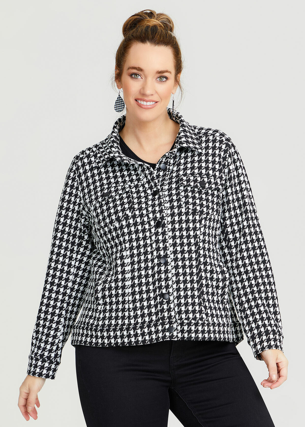 Plus size shop houndstooth jacket