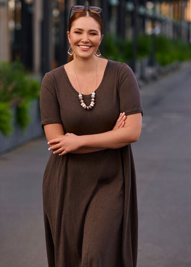 Plus Size Cotton Seam Detail Swing Dress