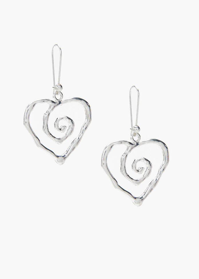 Spiral Heart Earrings, , hi-res