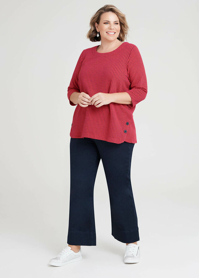 Textured Curved Hem Top, , hi-res