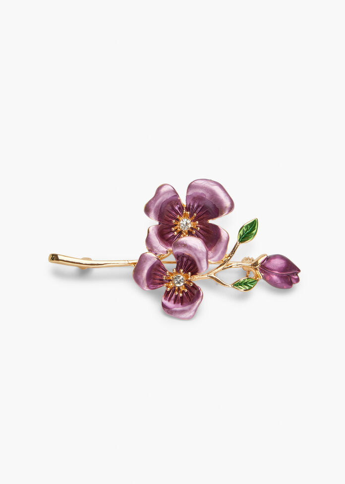 Enamel Flower Brooch, , hi-res