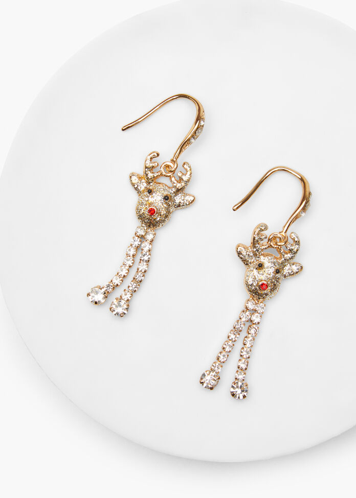 Christmas Dancing Reindeer Earrings, , hi-res