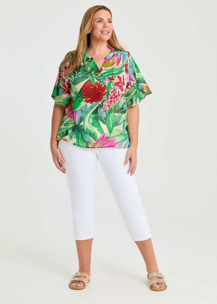 Suzanne Print Top, TROPICAL PRINT, hi-res