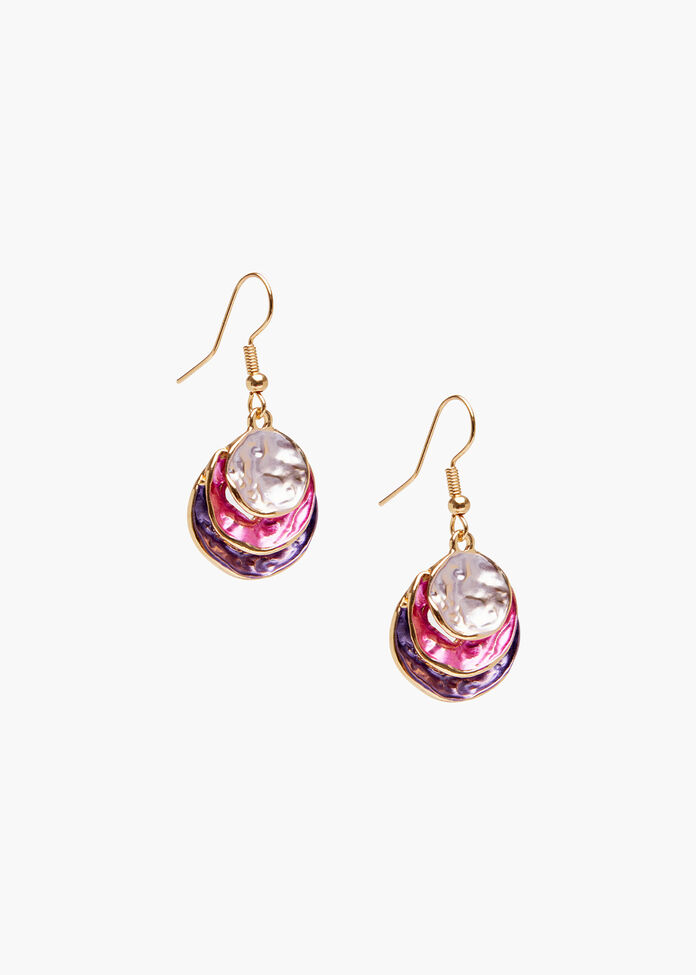 Layered Enamel Earrings, , hi-res