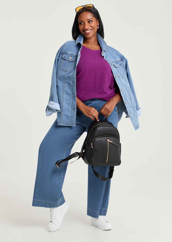 Ticking Rib Pocket Detail Top, , hi-res