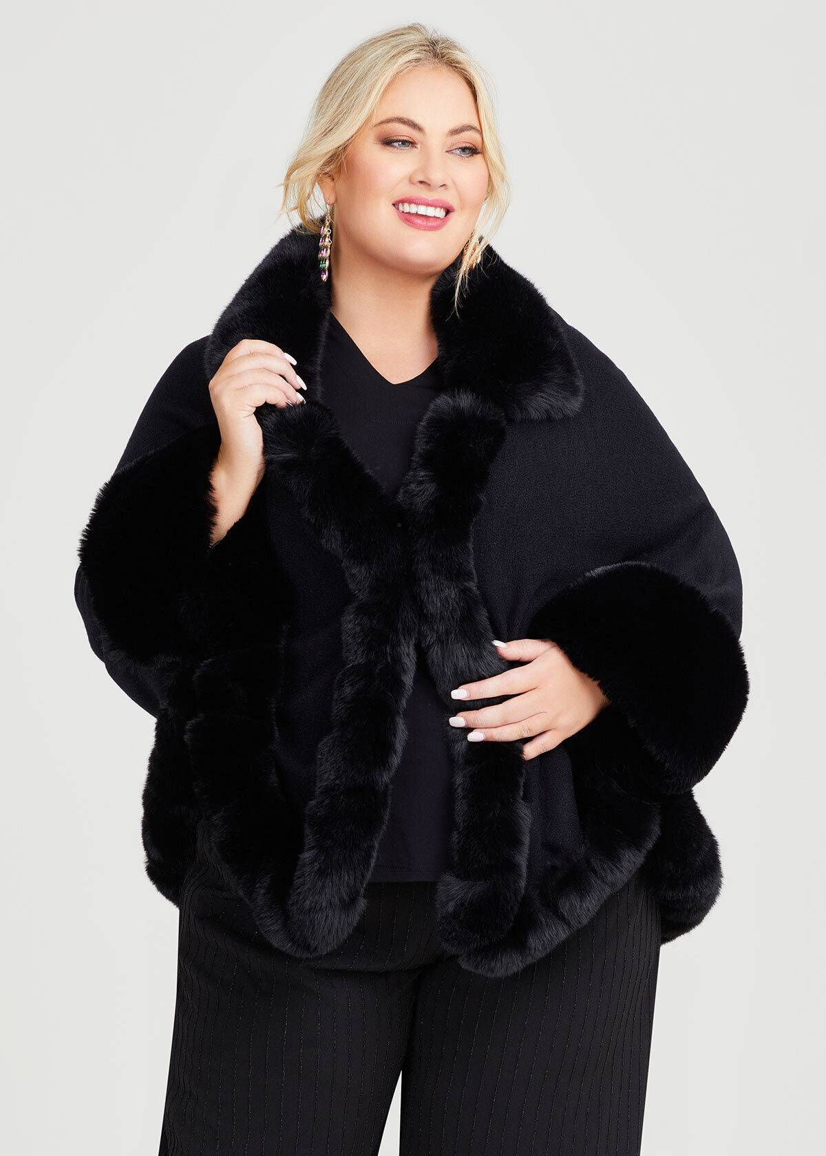 Fur Trim Evening Cape