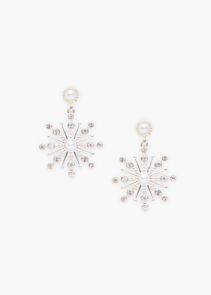Christmas Snowflake Earrings, , hi-res