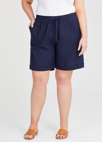 Plus Size Cotton Linen Bermuda Short