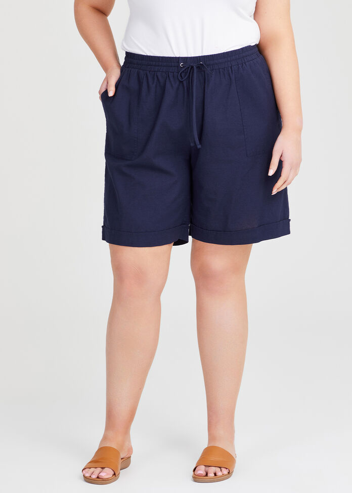 Cotton Linen Bermuda Short, , hi-res