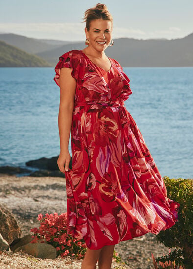 Plus Size Forever Floral Mesh Event Dress