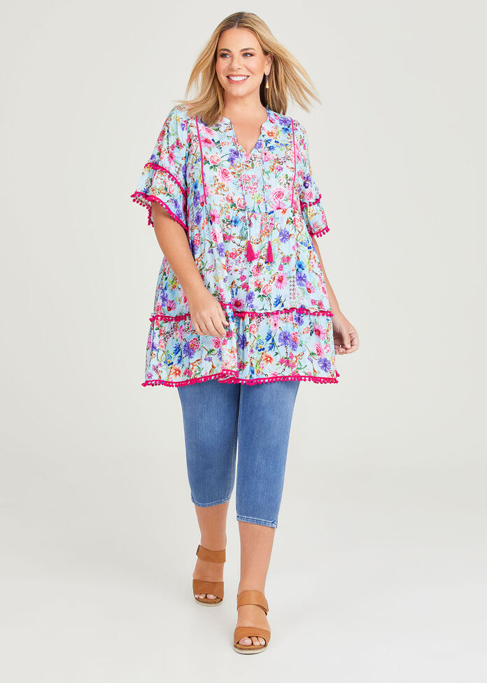 Natural Pom Pom Tunic, , hi-res