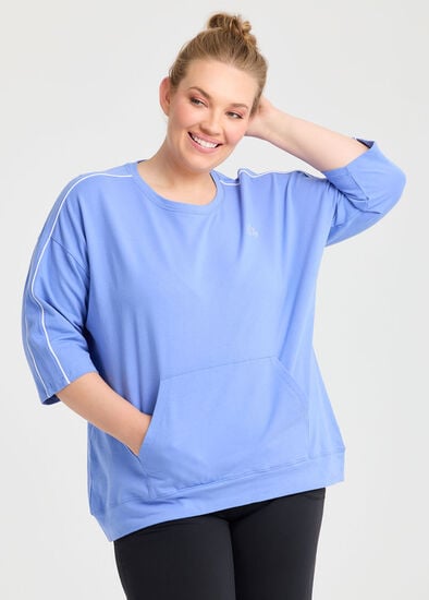 Plus Size Cotton Piping Leisure Sweatshirt