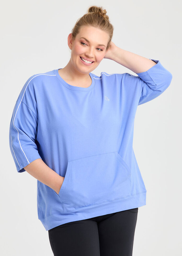 Cotton Piping Leisure Sweatshirt, , hi-res