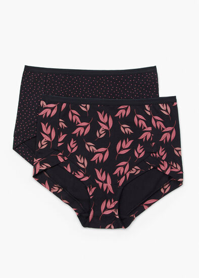 Plus Size 2Pk Eco Cotton Leaf Briefs
