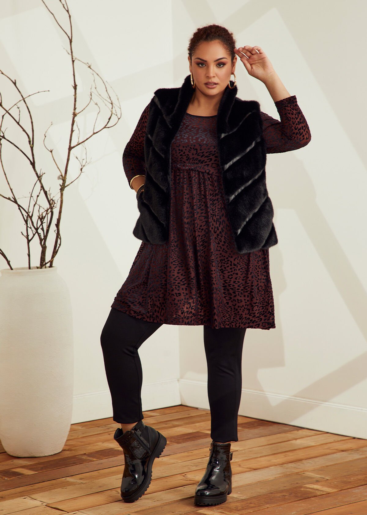 Chevron faux fur vest best sale