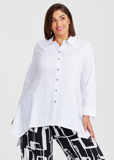 Plus Size Cotton Stretch Drawcord Shirt