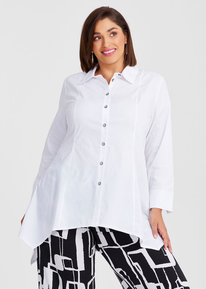 Cotton Stretch Drawcord Shirt, , hi-res
