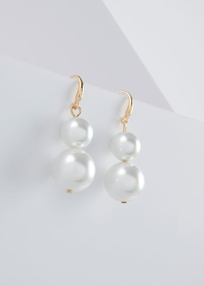 Double Pearl Earrings, , hi-res