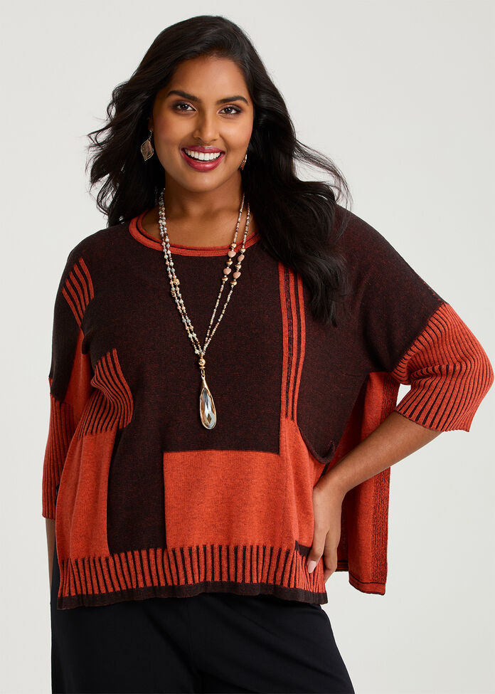 Spliced Stripe Cotton Knit Jumper, , hi-res