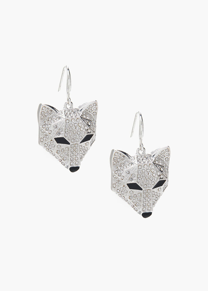 Crystal Fox Earrings, , hi-res