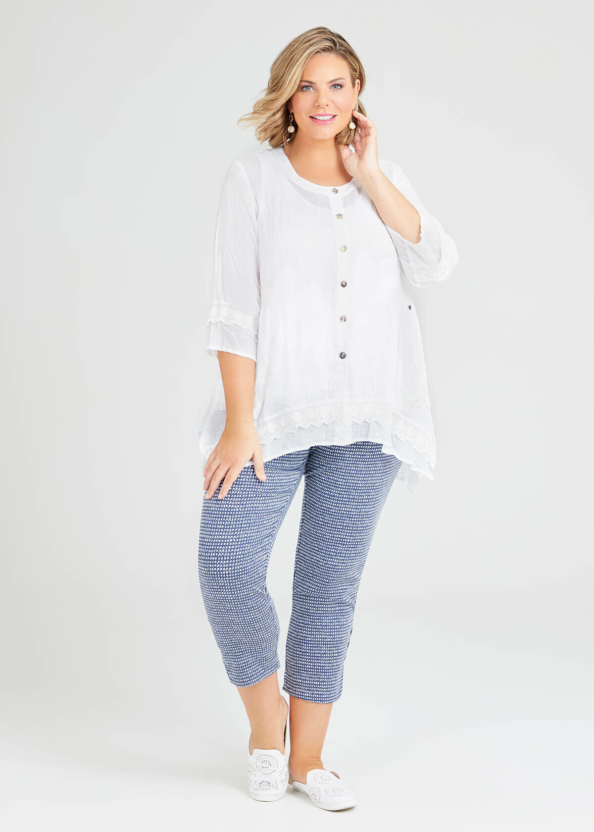 Shop Ramie Serene Lace Trim Shirt in 