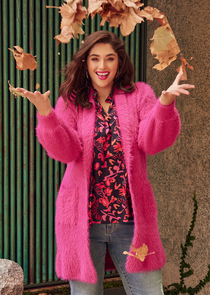 Fluffy Knit Cosy Cardigan, , hi-res