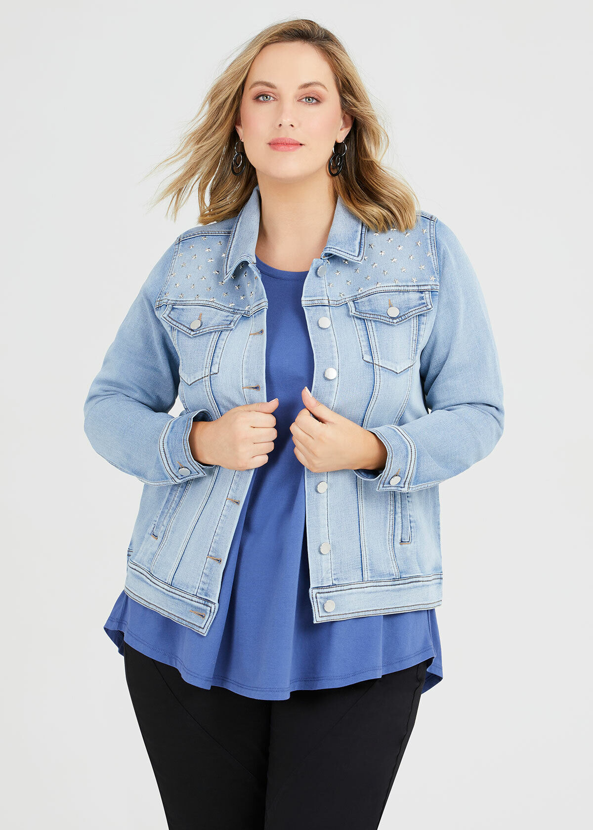studded blue jean jacket