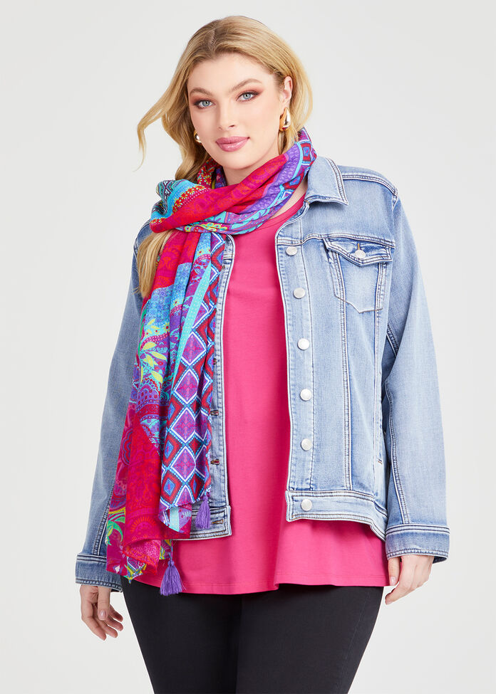 Floral Patchwork Scarf, , hi-res