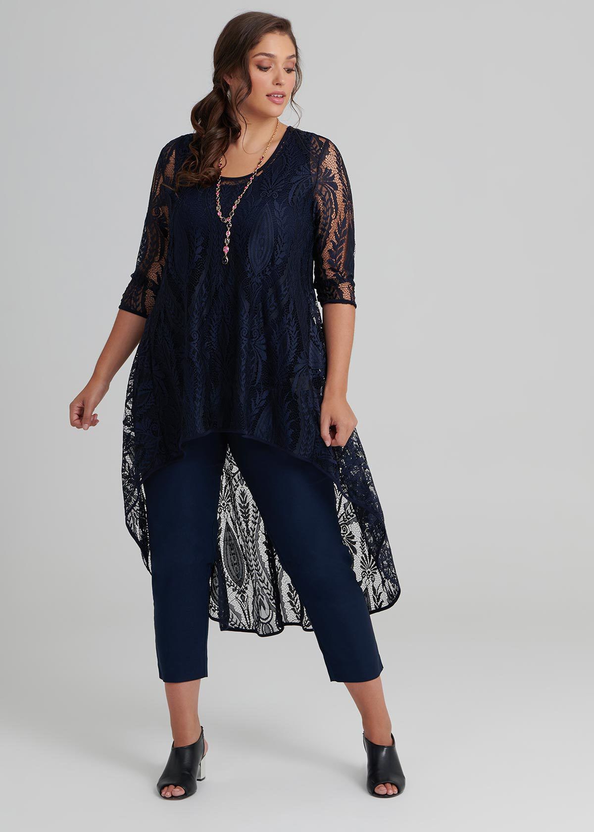 Shop Lou Lou Lace Tunic in Navy in 