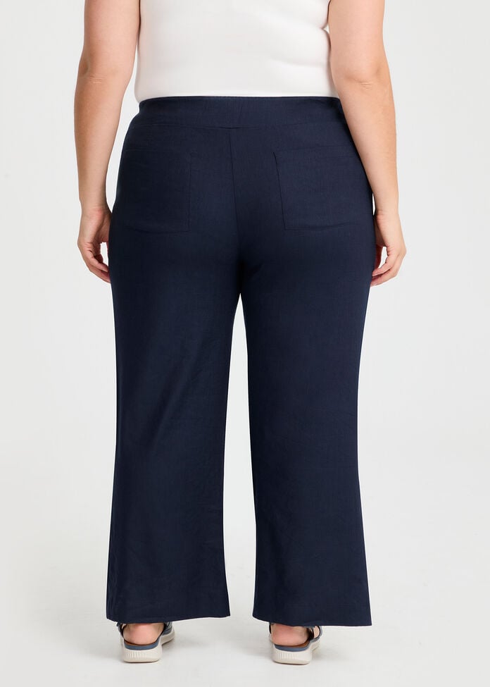 Petite Stretch Linen Bea Wide Pant, DARK INDIGO, hi-res