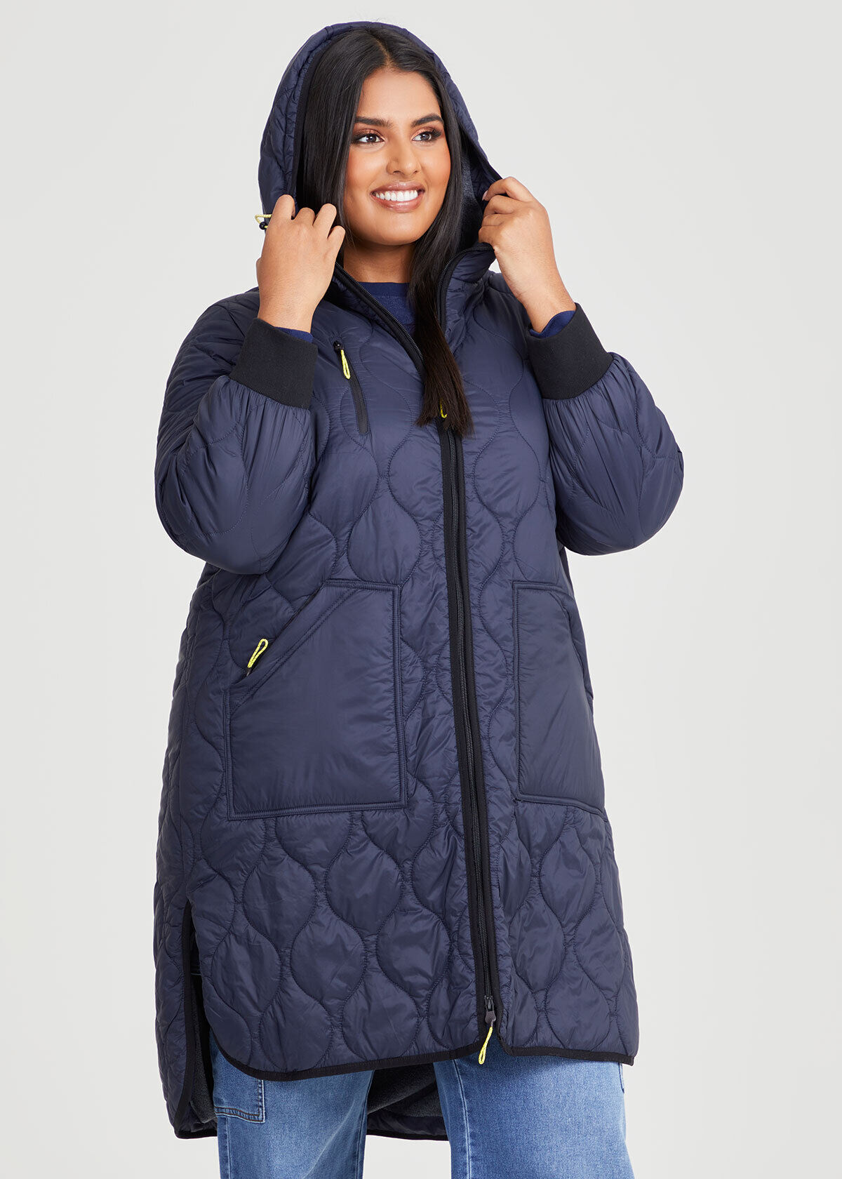 Shop Plus Size Quilted Puffer Jacket in Blue Taking Shape AU
