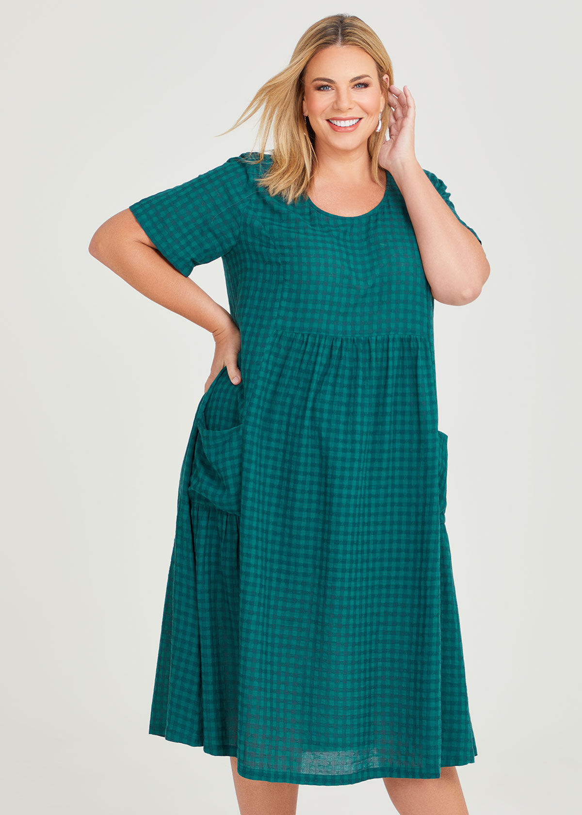 Gingham school dress top plus size