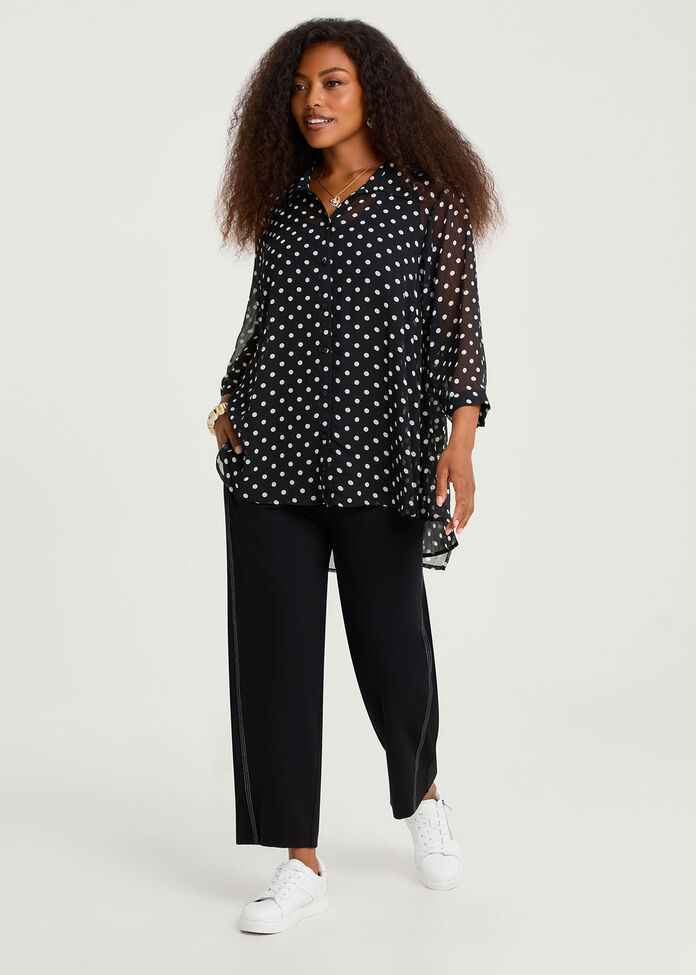 Chiffon Mini Spot Shirt, PRINT, hi-res