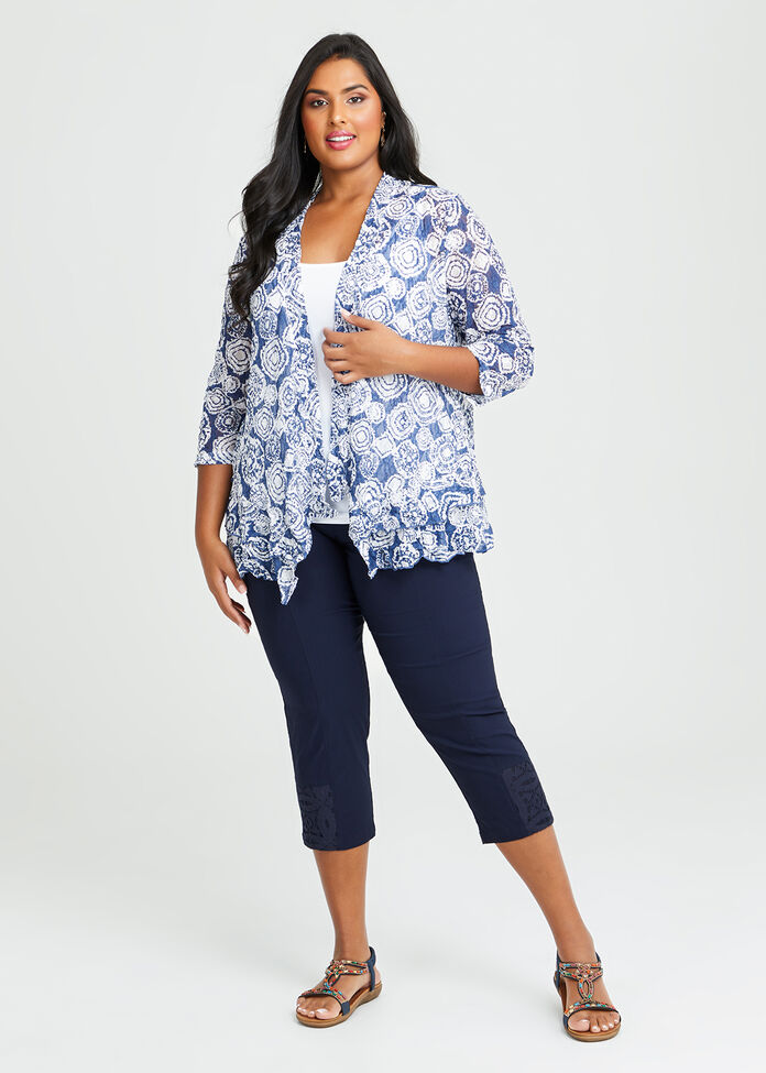 Lace Mesh Crop Cardigan, , hi-res