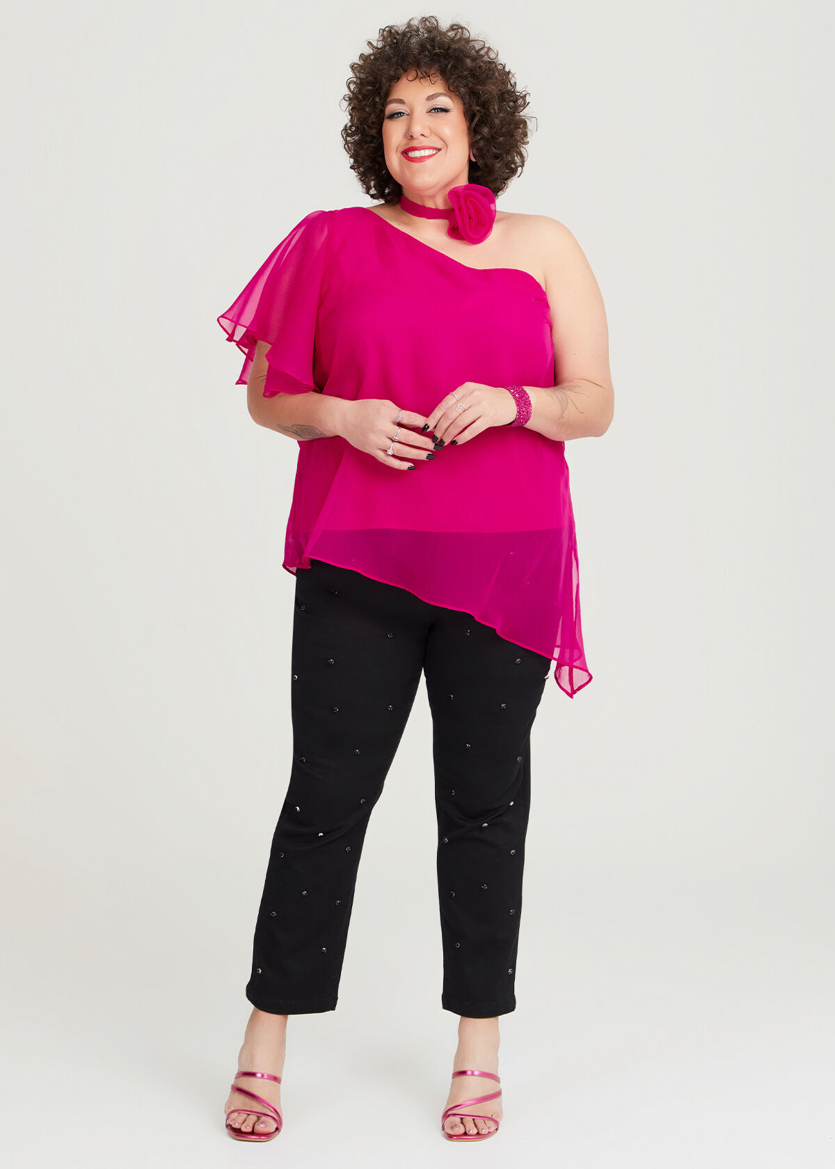 Plus size shop ruffle jeans