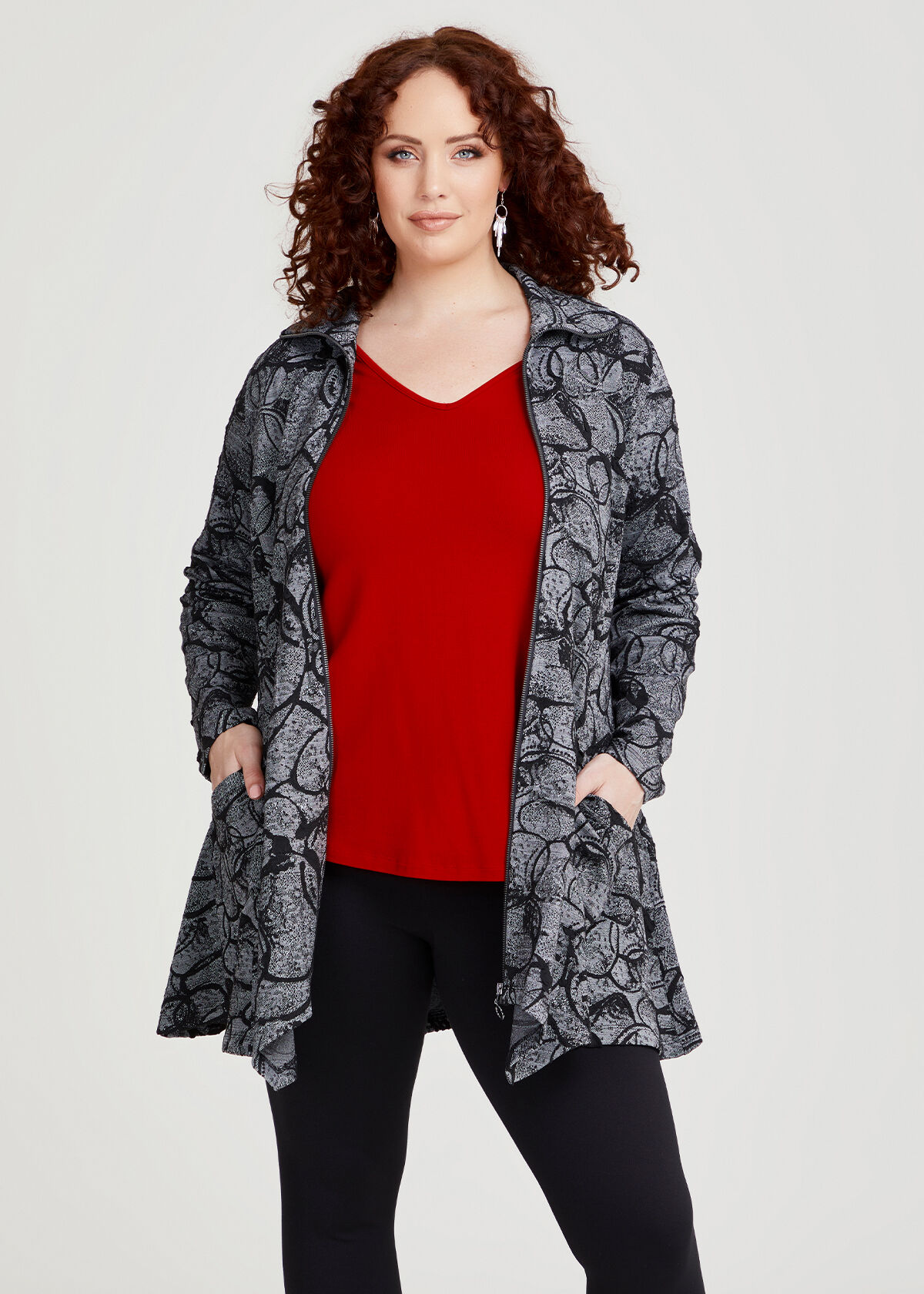 Plus size jacquard jacket clearance