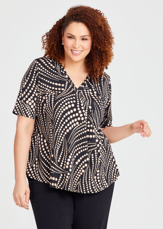 Confetti Gold Foil Luna Top, BLACK/GOLD, hi-res