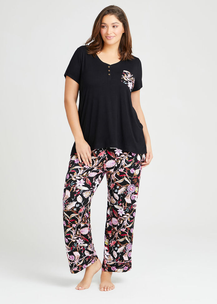 Shop Plus Size Bamboo Botanica Pyjama Top in Black | Taking Shape AU