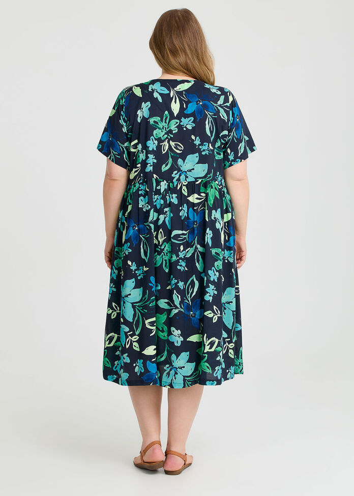 Tina Steel Palm Linen Pocket Dress